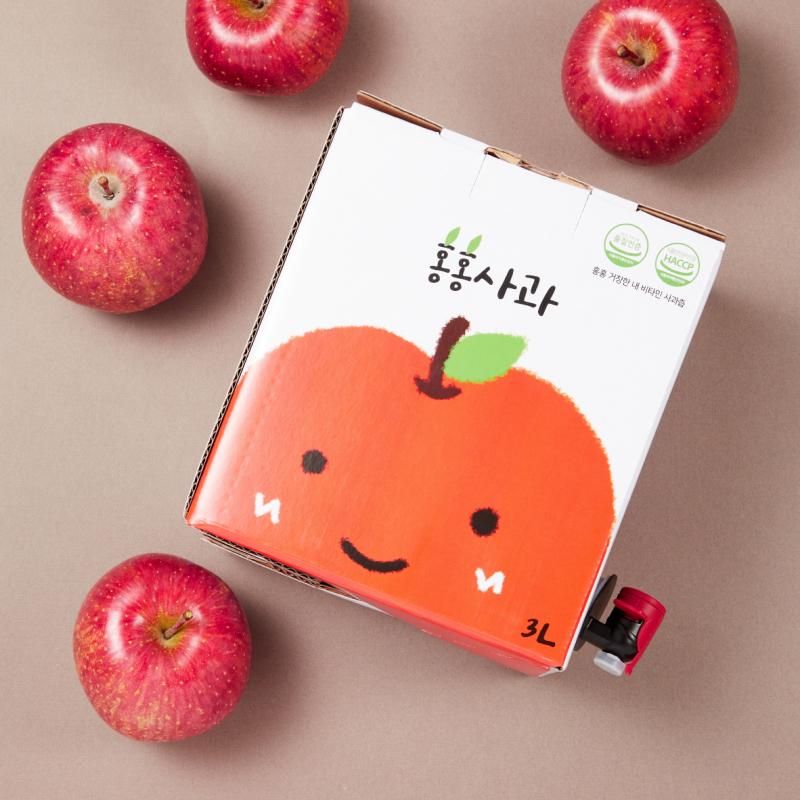 [홍홍사과] 친환경패키지 대용량 사과주스 (3000ml×1개)
